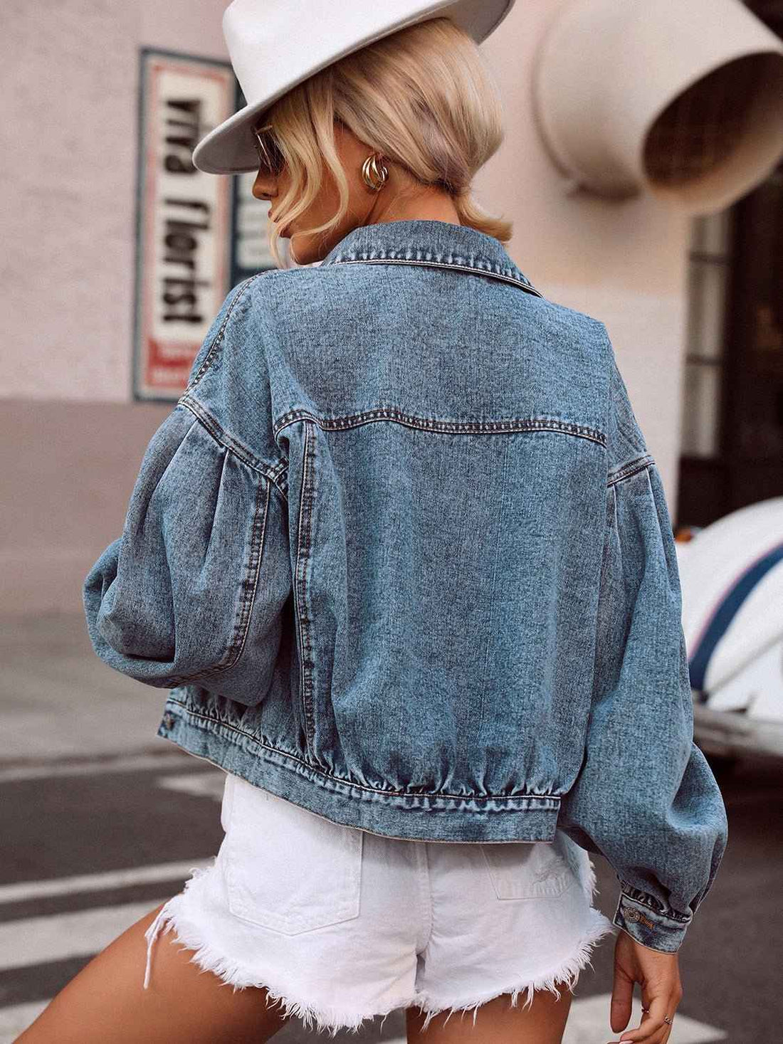 Dropped Shoulder Denim Cotton Jacket