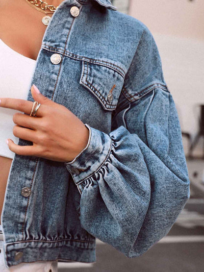 Dropped Shoulder Denim Cotton Jacket