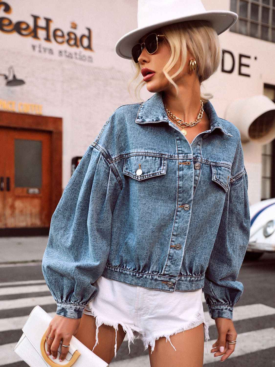 Dropped Shoulder Denim Cotton Jacket