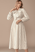 BohoLittlesEdit - Evening Gown - Vintage Polka Dot Tie Front Long Sleeve Midi Dress Women