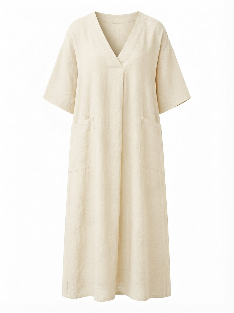Grounded Cotton Linen Maxi Dress