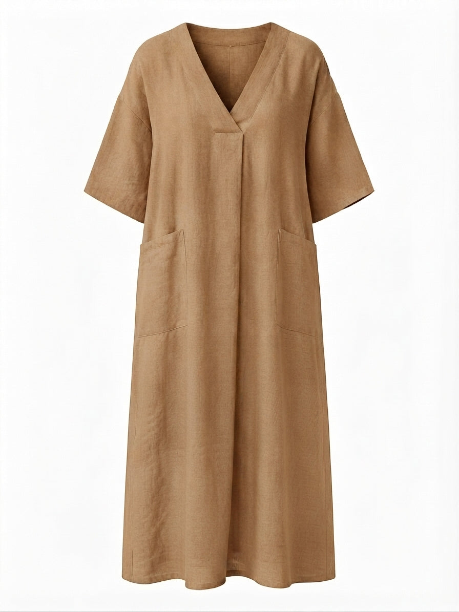 Grounded Cotton Linen Maxi Dress