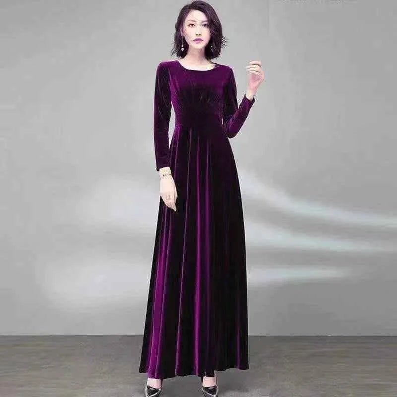 women_fashion - littlescollectionEvening GownGolden Velvet Maxi DressChristmas dress red