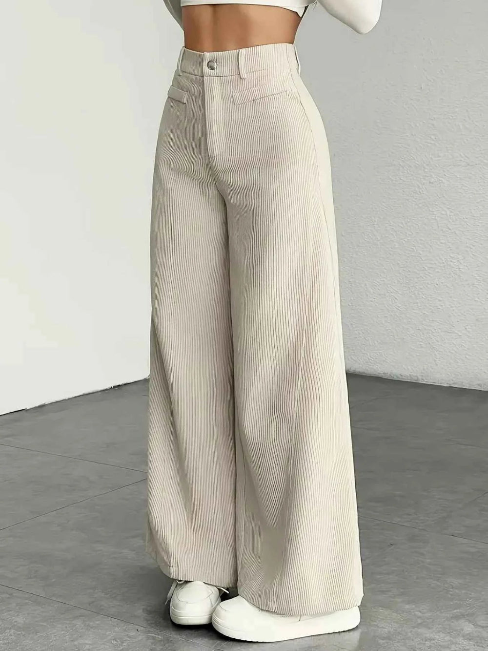 women_fashion - littlescollectionPantsHigh Waist Corduroy Wide Leg Pantspant