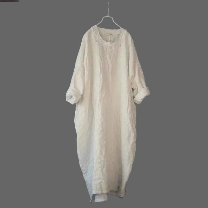 Baggy linen dress white