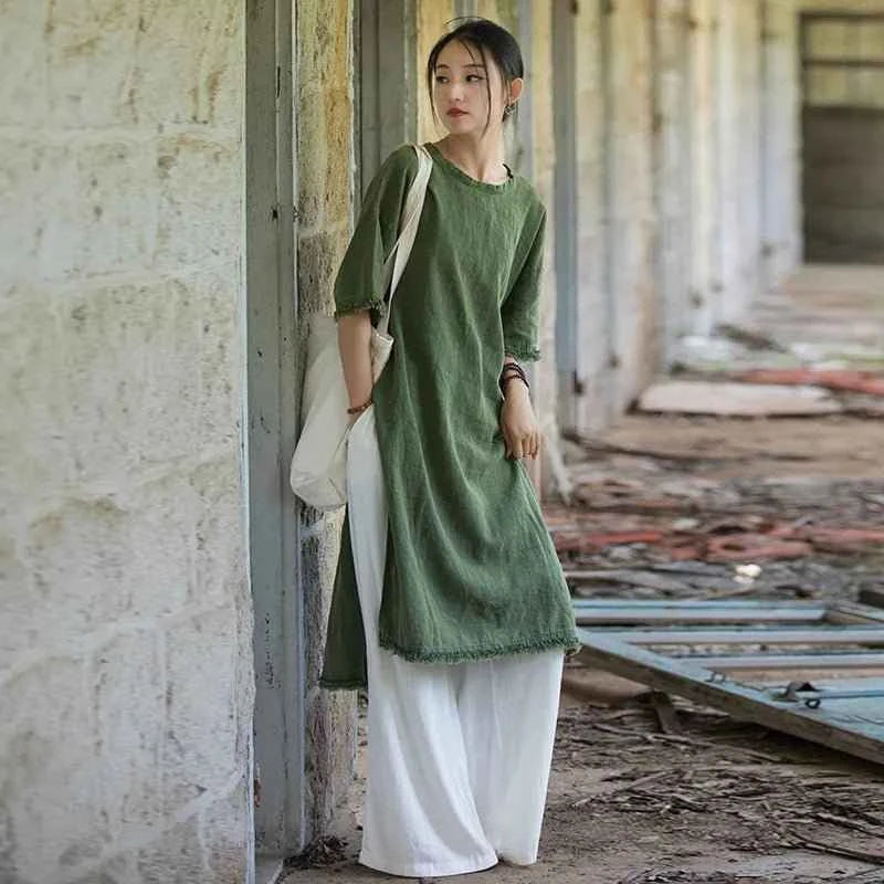 JNT Women Vintage Ramie Soft Dress