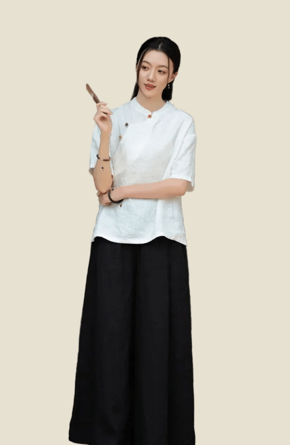 Linen Wide Leg Pants For Summer, elastic waist pants