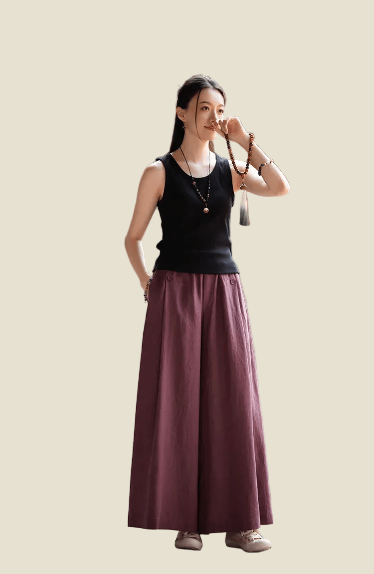 women_fashion - littlescollectionWomen pantsLinen Wide Leg Pants For Summerelastic waist pants