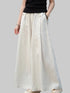 Linen Wide Leg Pants For Summer, elastic waist pants white