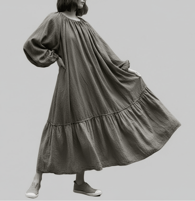 women_fashion - littlescollectionCotton dressVintage Patchwork Cotton Linen Loose Frilled DressBaby doll dress