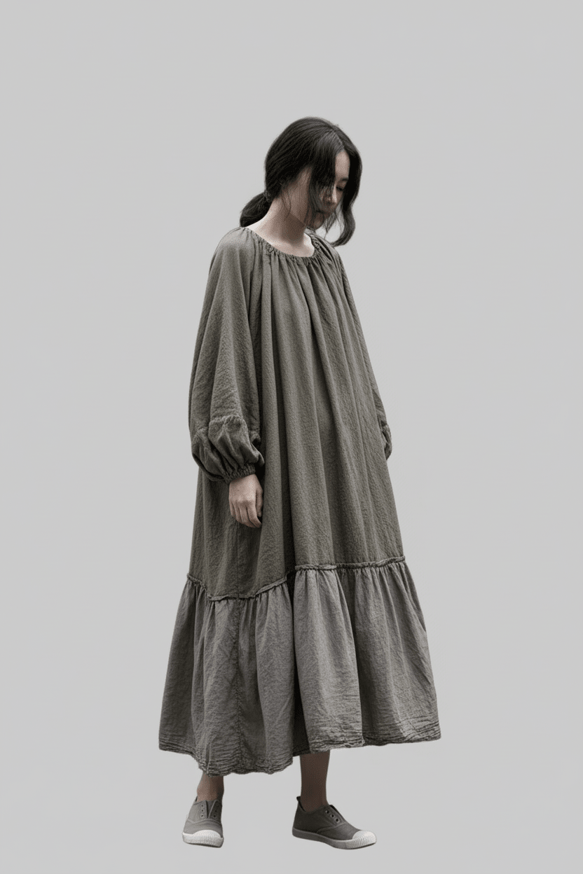 women_fashion - littlescollectionCotton dressVintage Patchwork Cotton Linen Loose Frilled DressBaby doll dress