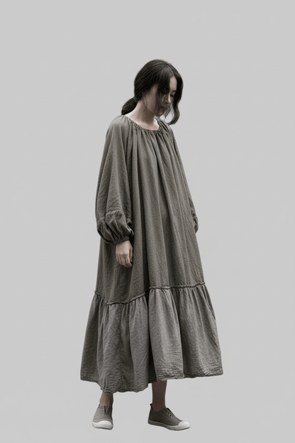 women_fashion - littlescollectionCotton dressVintage Patchwork Cotton Linen Loose Frilled DressBaby doll dress