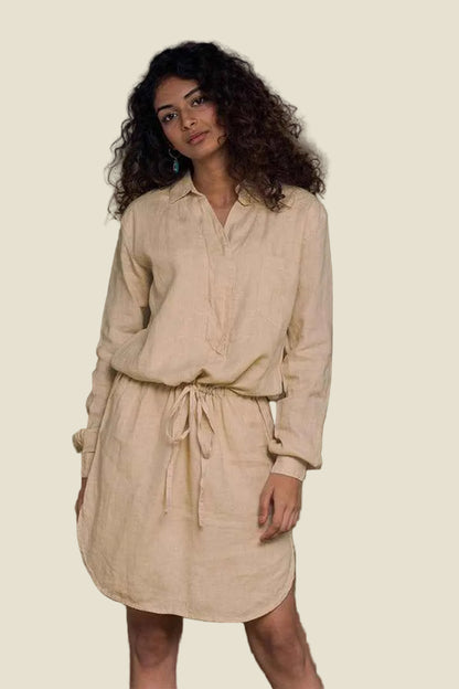 women_fashion - littlescollectionMidi dressHemp Meet me by the Cliff Midi Dress in Neutral Beigecasual fall dress