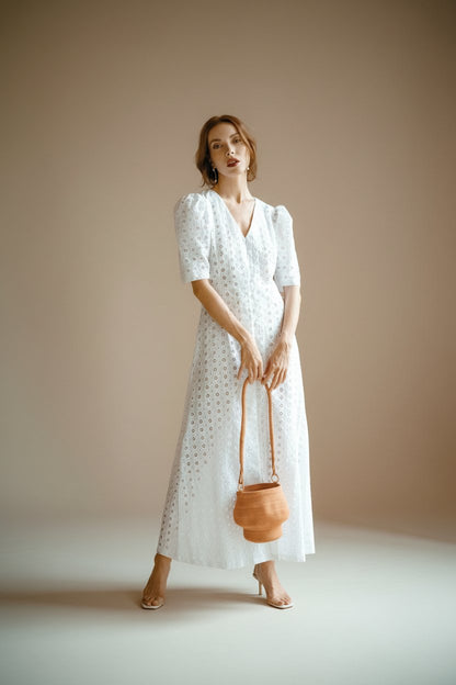 women_fashion - littlescollectionDressRomantic Puff Sleeve Embroidered Cotton Maxi Dress in White Womenboho maxi dress women