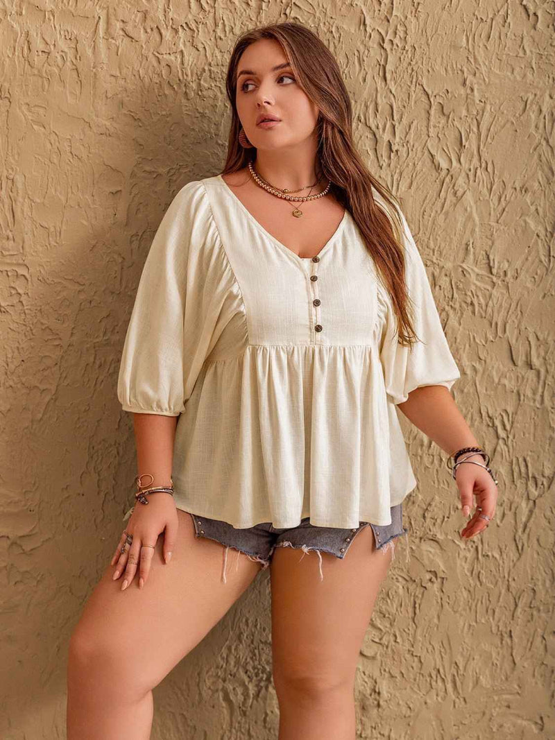 Plus Size Peplum Ruffle Blouse