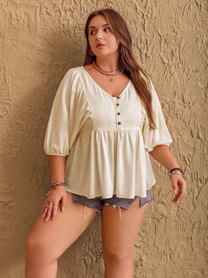 Plus Size Peplum Ruffle Blouse