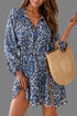Printed Tie Neck Long Sleeve Dress