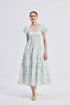 women_fashion - littlescollectionDressCotton Puff Sleeve Tiered Maxi Dress in Blue Florals@women@hoodie