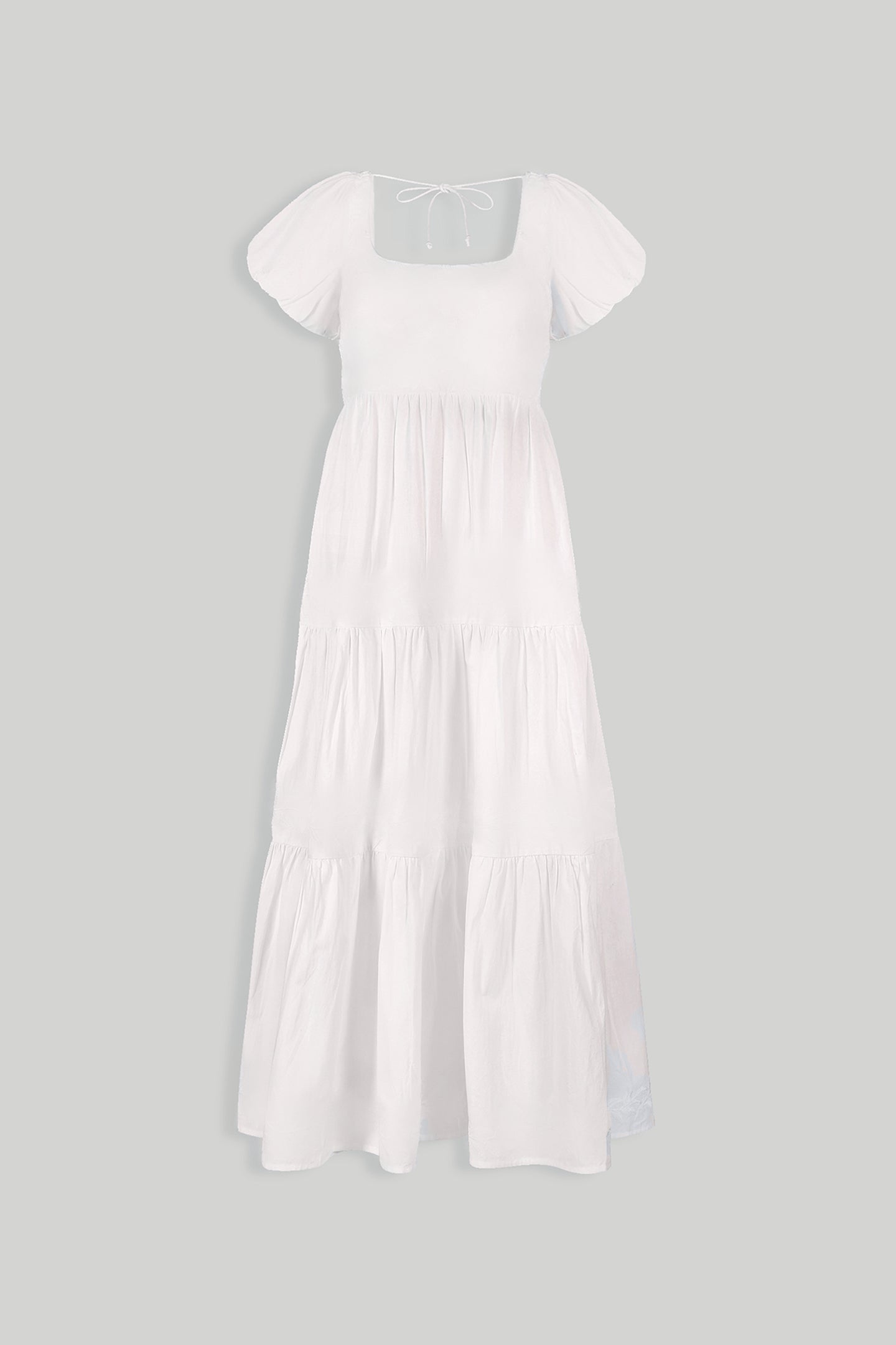 women_fashion - littlescollectionCotton dressPuff Sleeve Tiered Maxi Dress Organic Cotton in White Womenmaxi dress