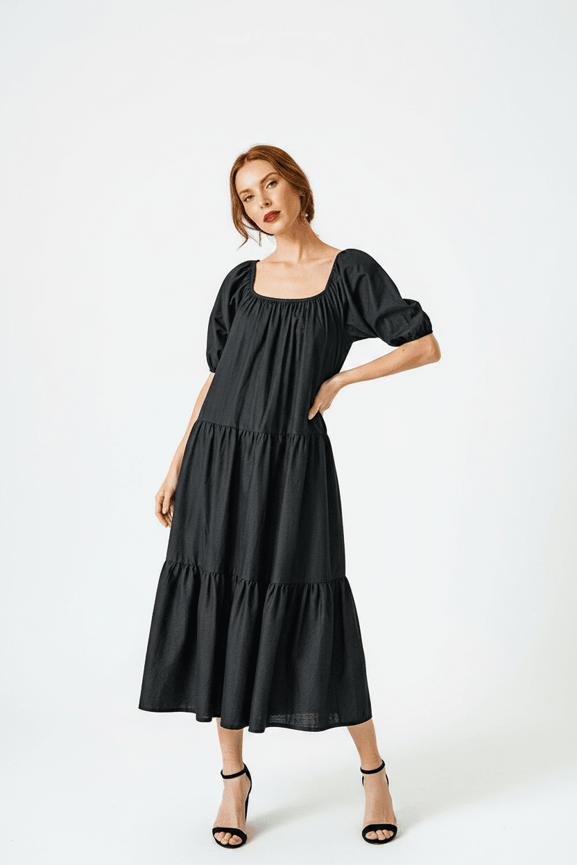 women_fashion - littlescollectionCotton dressRelaxed Tiered Midi Boho Cotton Dressboho women