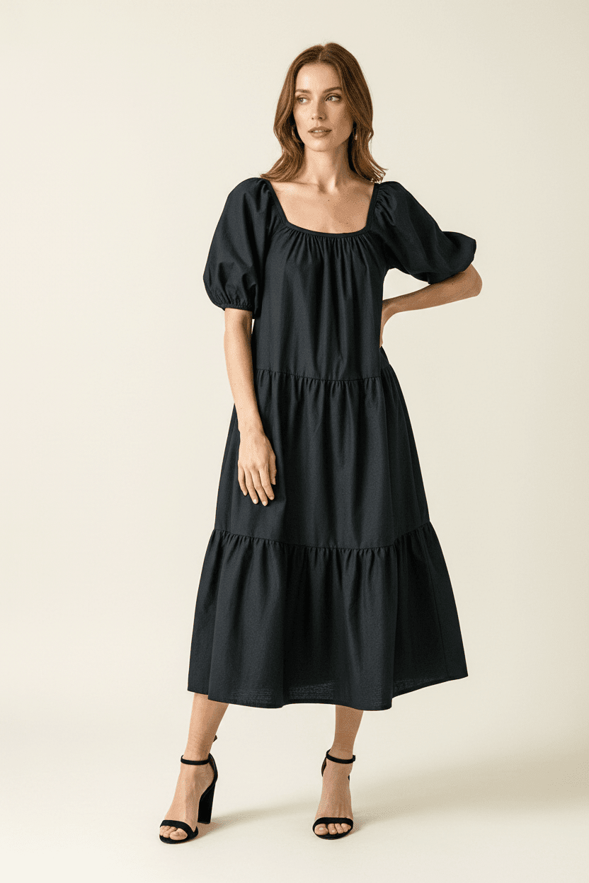 women_fashion - littlescollectionCotton dressRelaxed Tiered Midi Boho Cotton Dressboho women