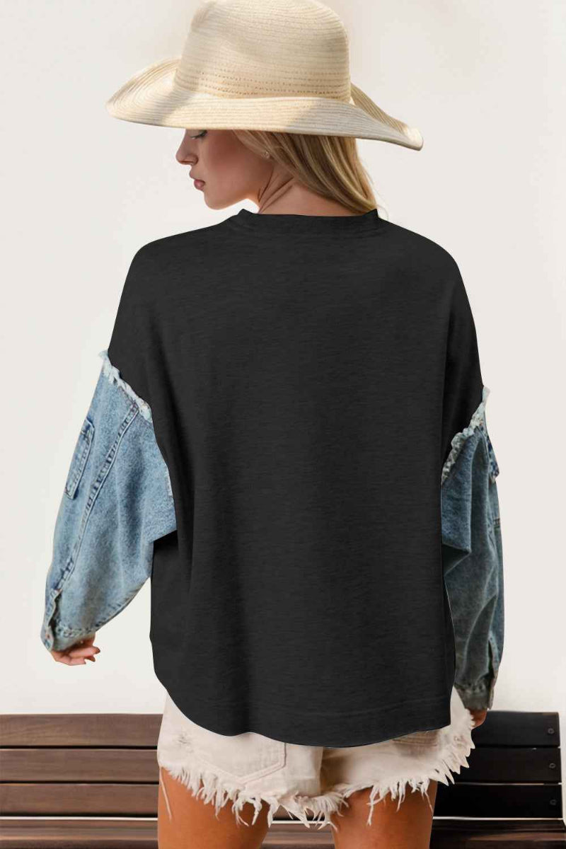 DT Raw Edge Star Contrast Cotton Sweatshirt