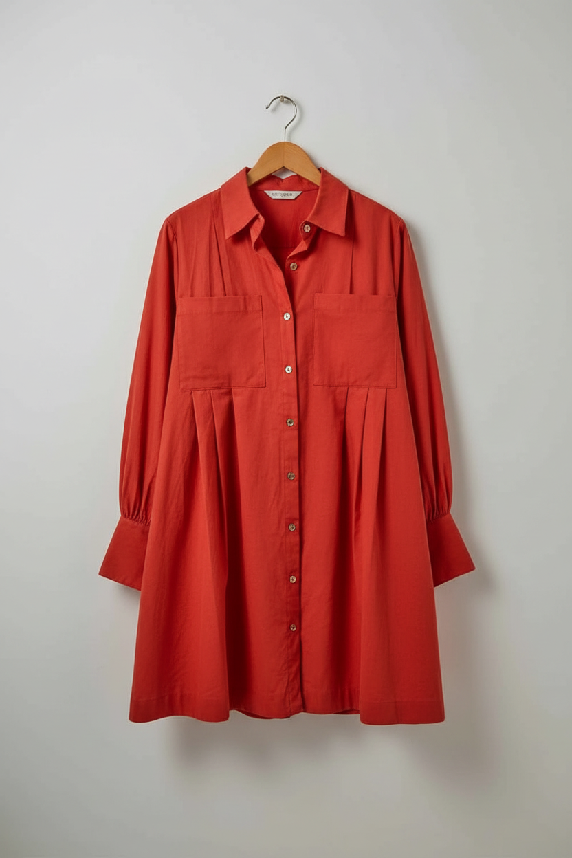 Red long sleeve cotton shirt