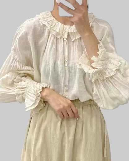 JNT Vintage Ruffles Collar Mori Blouse
