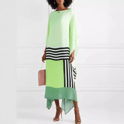 women_fashion - littlescollectionLong dressRetro Striped Patchwork Boho Print Maxi Dresses For Womenlong dress