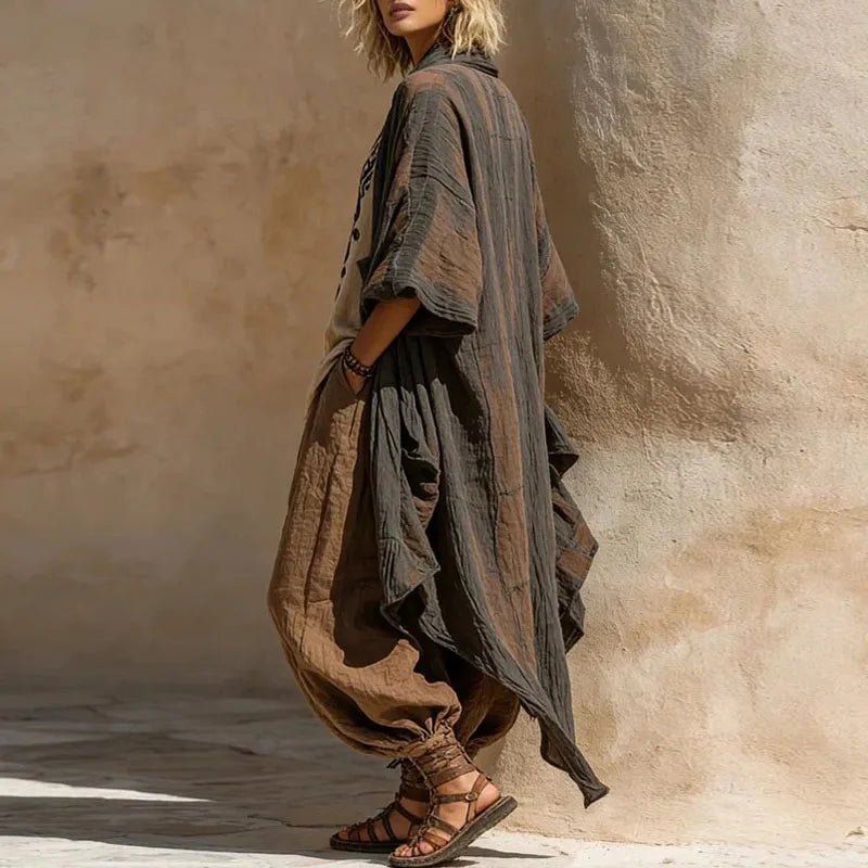 women_fashion - littlescollection3 - piece setBoho Kimono 3 Piece Set Wide Leg Pants Womencasual - outfit