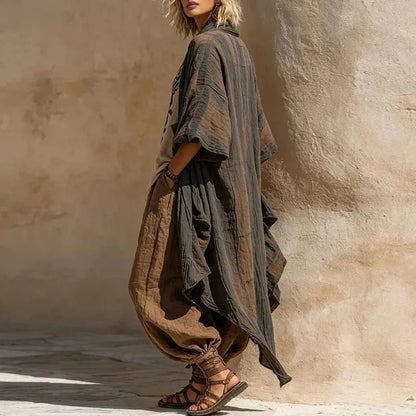 women_fashion - littlescollection3 - piece setBoho Kimono 3 Piece Set Wide Leg Pants Womencasual - outfit