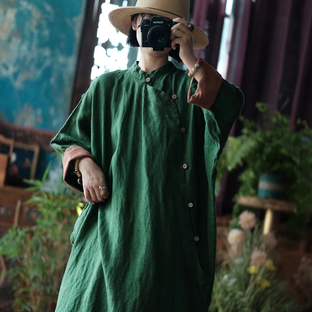 JNT Emerald Vintage Linen Dress