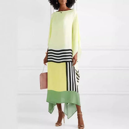 women_fashion - littlescollectionLong dressRetro Striped Patchwork Boho Print Maxi Dresses For Womenlong dress