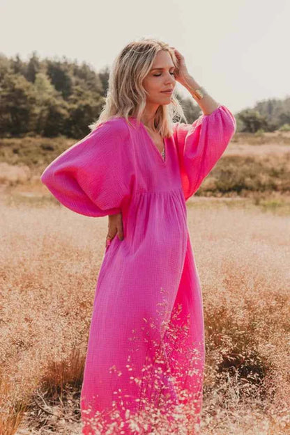 Vintage Boho Cotton Round Neck Dress