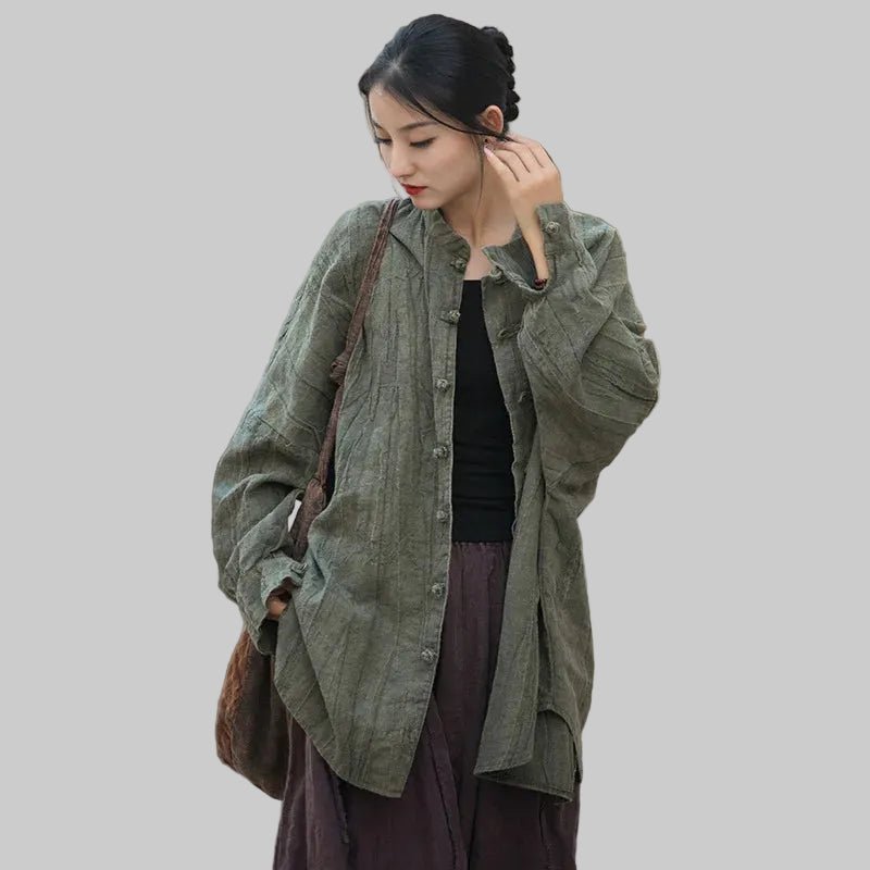 women_fashion - littlescollectionwomen linen JacketsJNT Women Vintage Ramie Cotton Linen Shirt Jackets