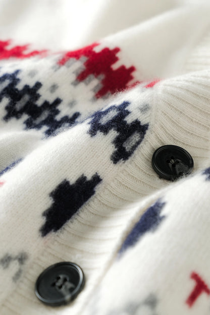 Cashmere V-Neck Fair Isle Cardigan Women