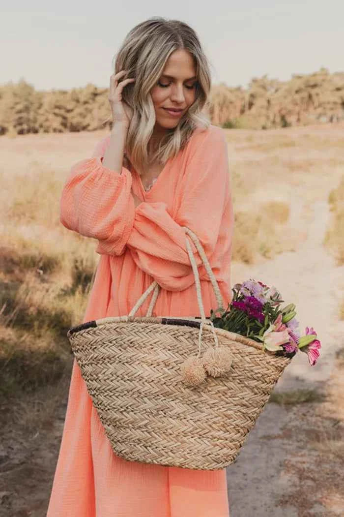 Vintage Boho Cotton Round Neck Dress