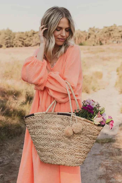Vintage Boho Cotton Round Neck Dress