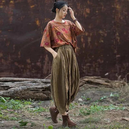 JNT Women Vintage Ramie Wide Leg Pants
