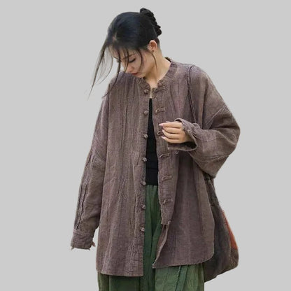 women_fashion - littlescollectionwomen linen JacketsJNT Women Vintage Ramie Cotton Linen Shirt Jackets