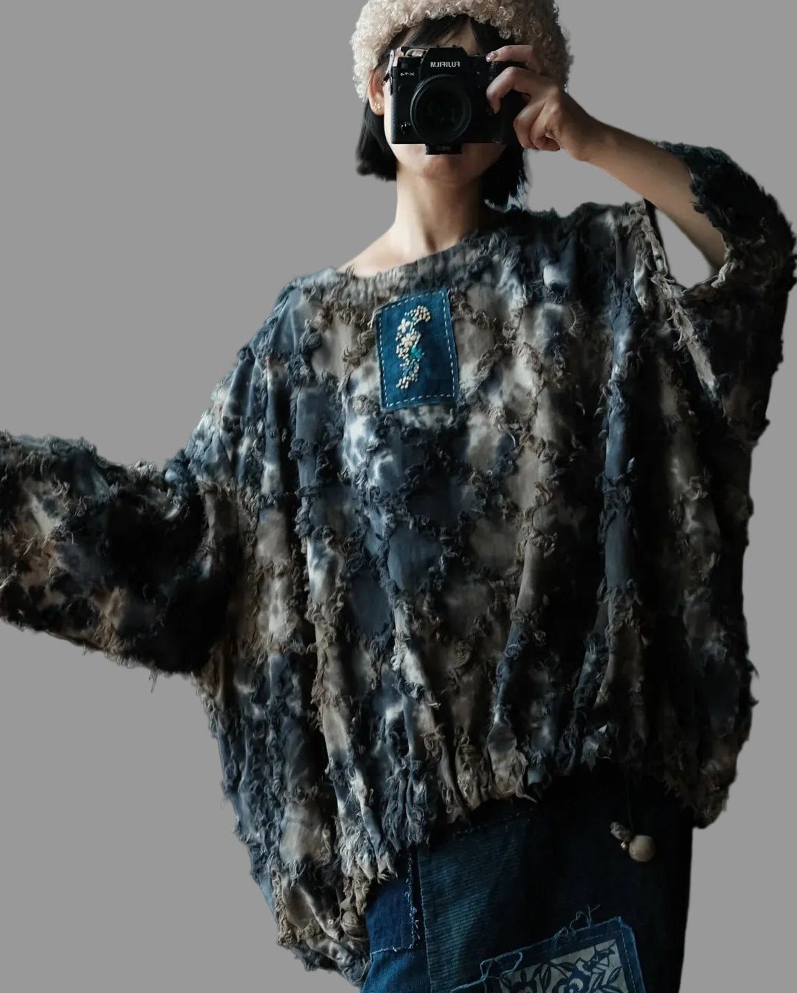 women_fashion - littlescollectionblouseVintage Linen Tie - Dye Long Sleeve Top Womenvintage linen blouse