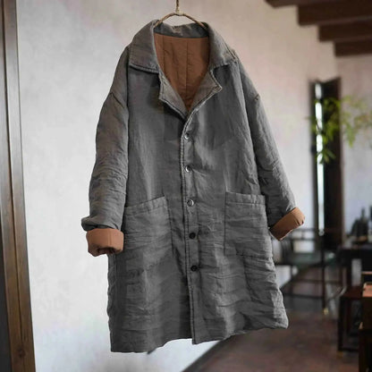 Vintage cotton-lined long parka coat with large pockets – Women