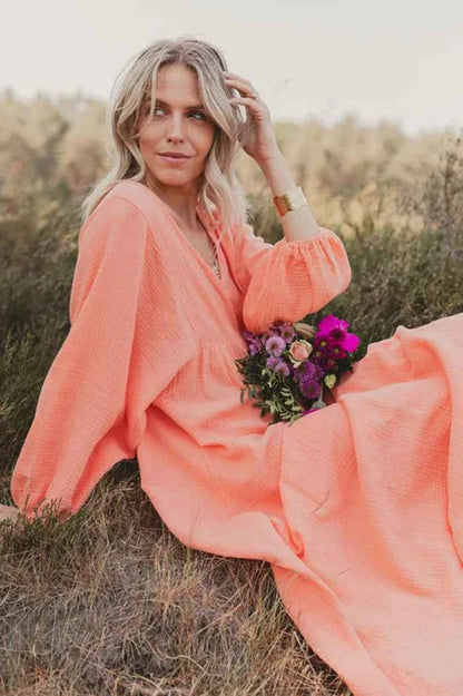 Vintage Boho Cotton Round Neck Dress