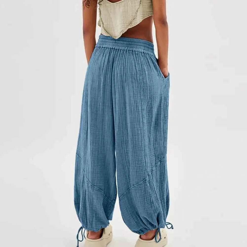 Women Harem Pants Summer Casual Vintage Cotton Linen