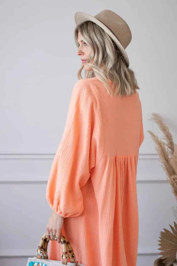 Vintage Boho Cotton Round Neck Dress