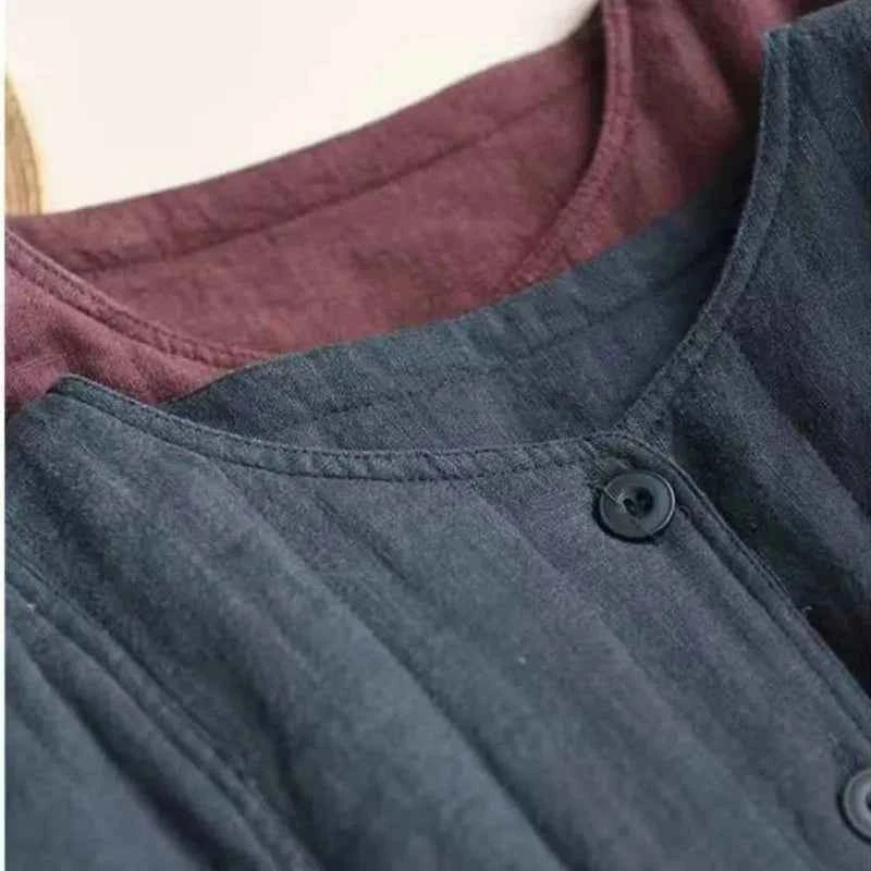 JNT Vintage Style Cotton Splicing Woman Retro Coat
