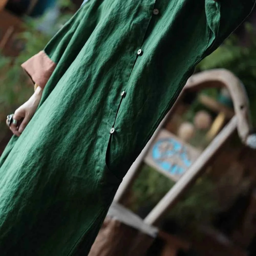 JNT Emerald Vintage Linen Dress