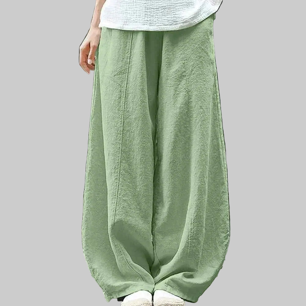 Sage green Bloomers Wide Leg Pants in vintage style with a relaxed, dramatic wide silhouette.