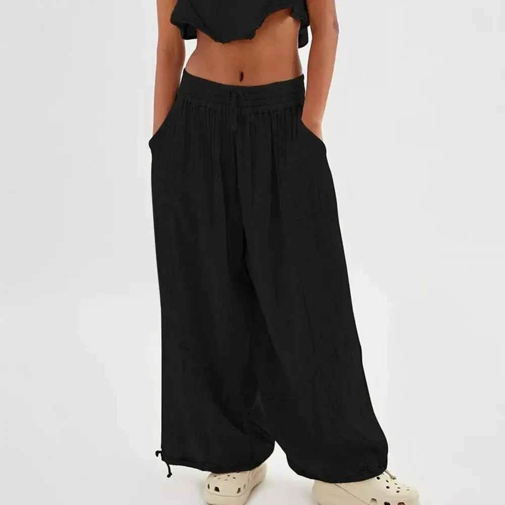Women Harem Pants Summer Casual Vintage Cotton Linen
