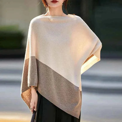 women_fashion - littlescollectionSweaterMerino Wool Cloak Pullover – Seamless Cashmere Shawl in Black, Gray &amp; Beigeoversizer pullovers